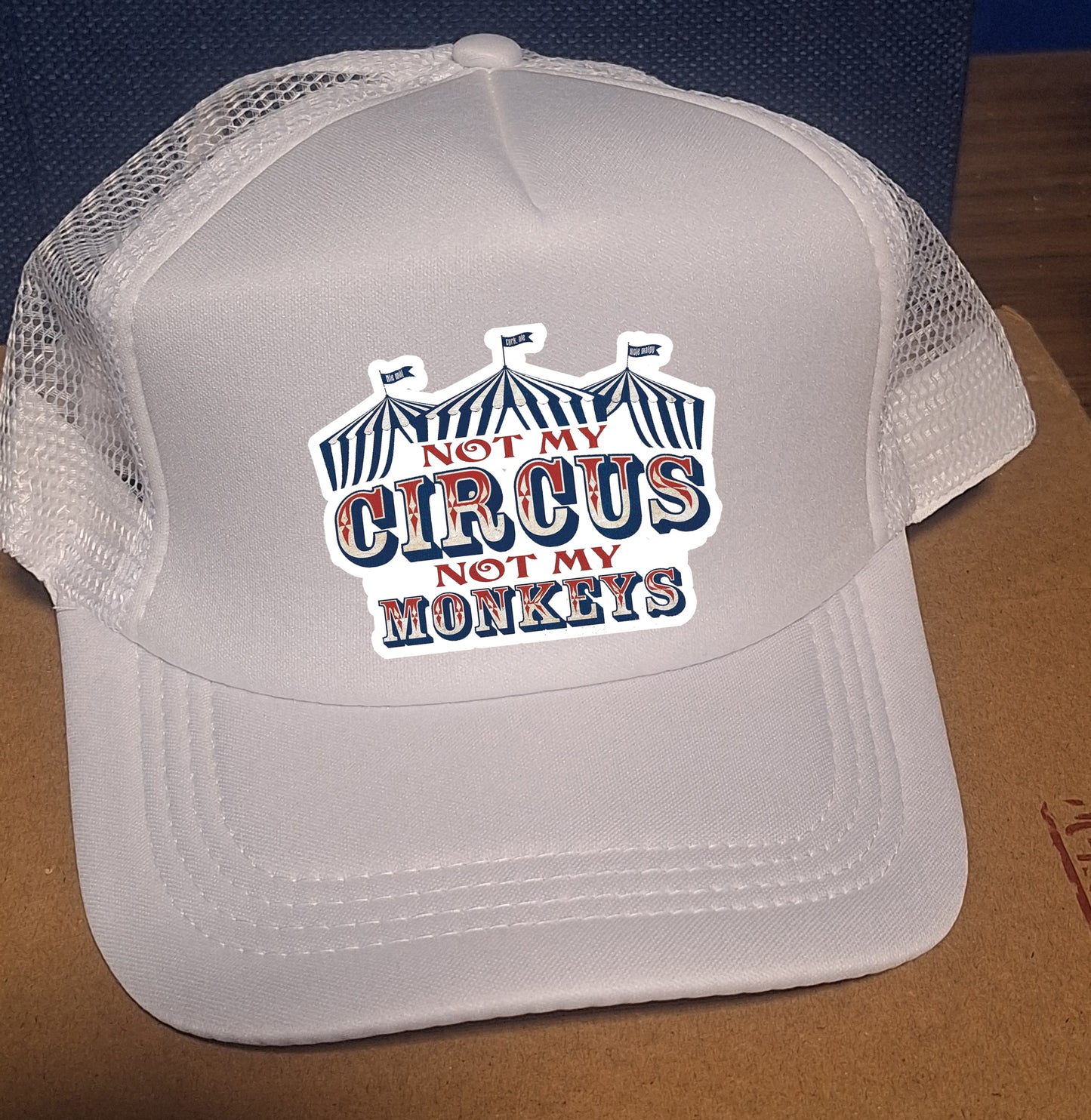 Adjustable Trucker Baseball Cap with "Not My Circus Not My Monkeys" Design