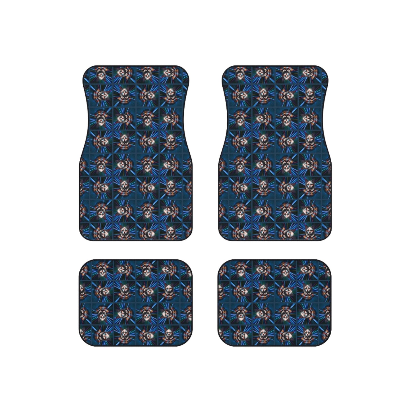 Clown Cat Design Car Mats - Set of 4 Heavy-Duty Floor Protectors