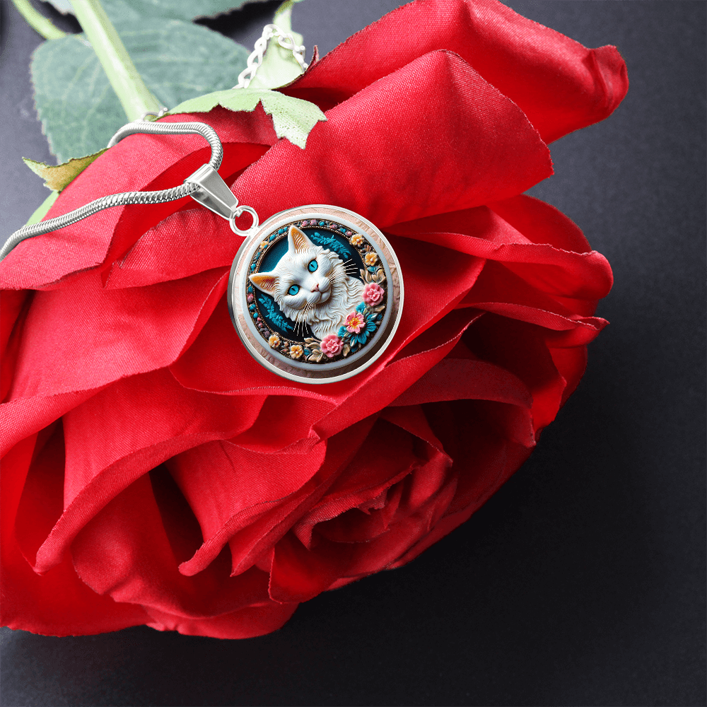 Colorful Cat Cameo Necklace