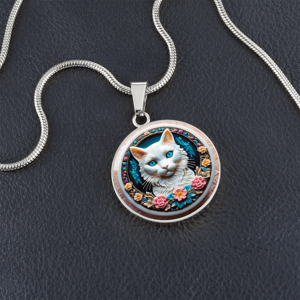 Colorful Cat Cameo Necklace