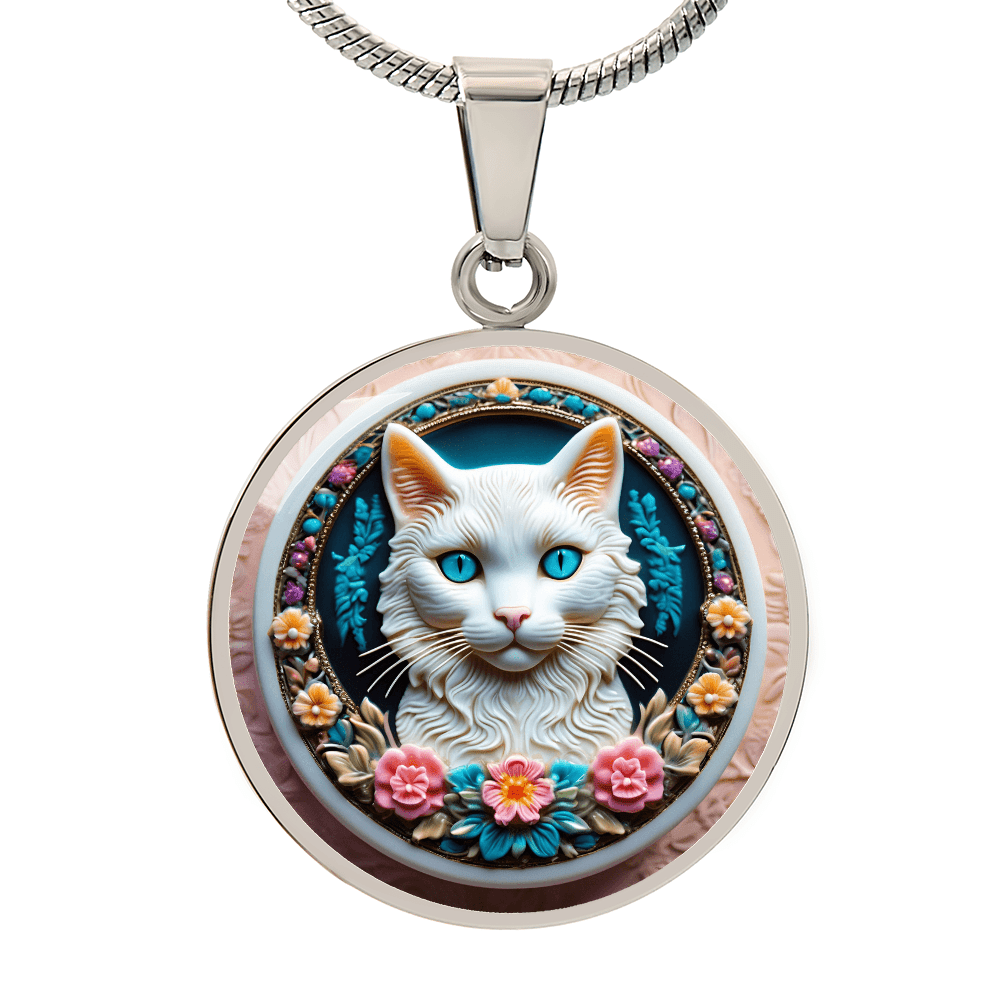 Colorful Cat Cameo Necklace