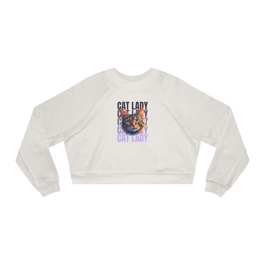 Colorful Cat Lady Cropped Fleece Pullover