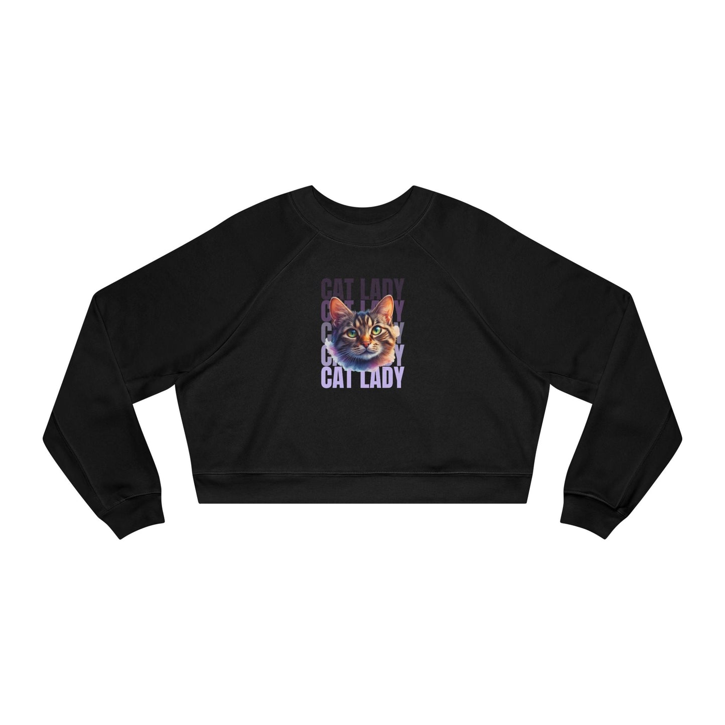 Colorful Cat Lady Cropped Fleece Pullover