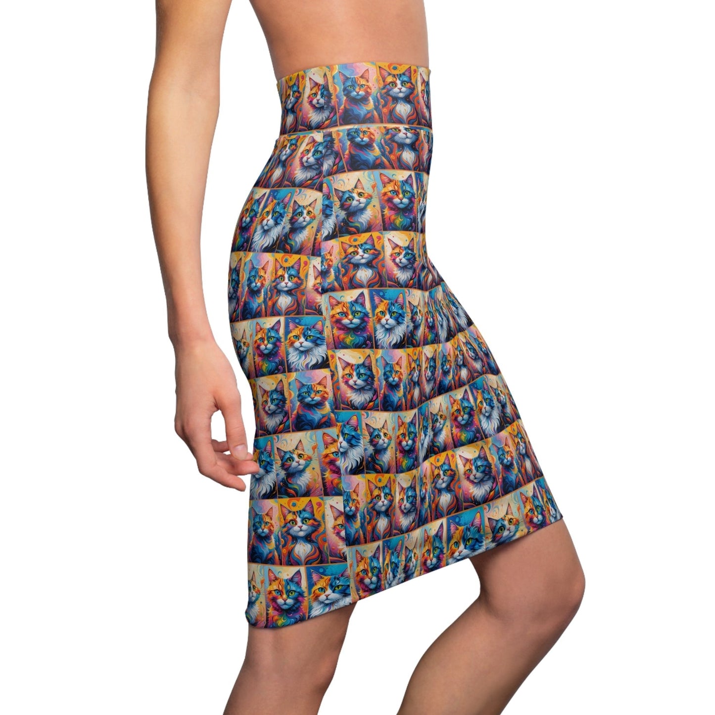 Colorful Painted Cats Women's Pencil Skirt