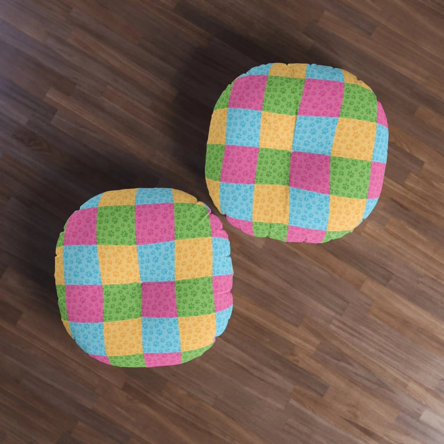 Colorful Patchwork Pet Print Tufted Floor Pillow