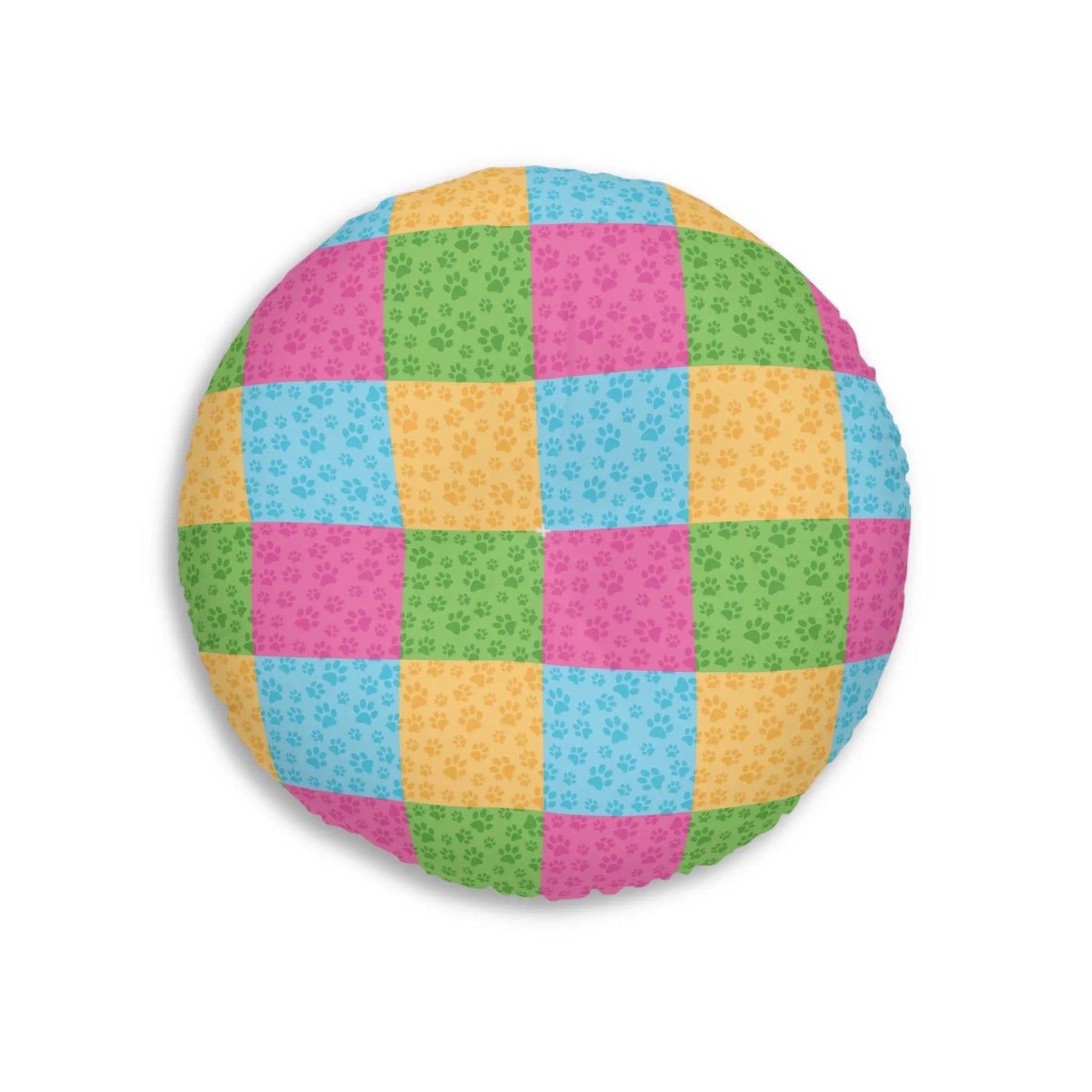 Colorful Patchwork Pet Print Tufted Floor Pillow