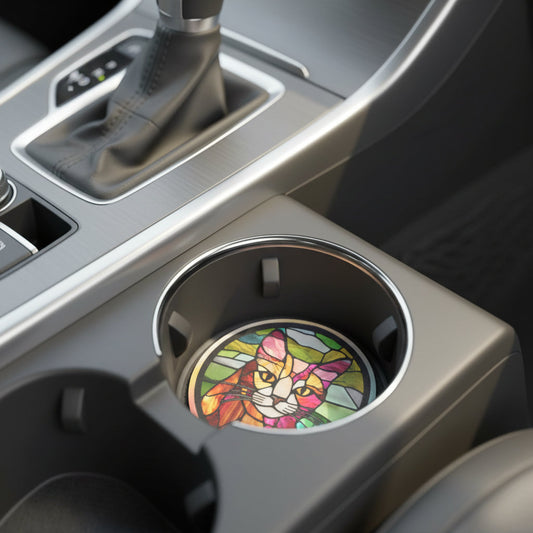 Stained Glass Cat Car Coasters | Absorbent Soapstone Cup Holder Coasters
