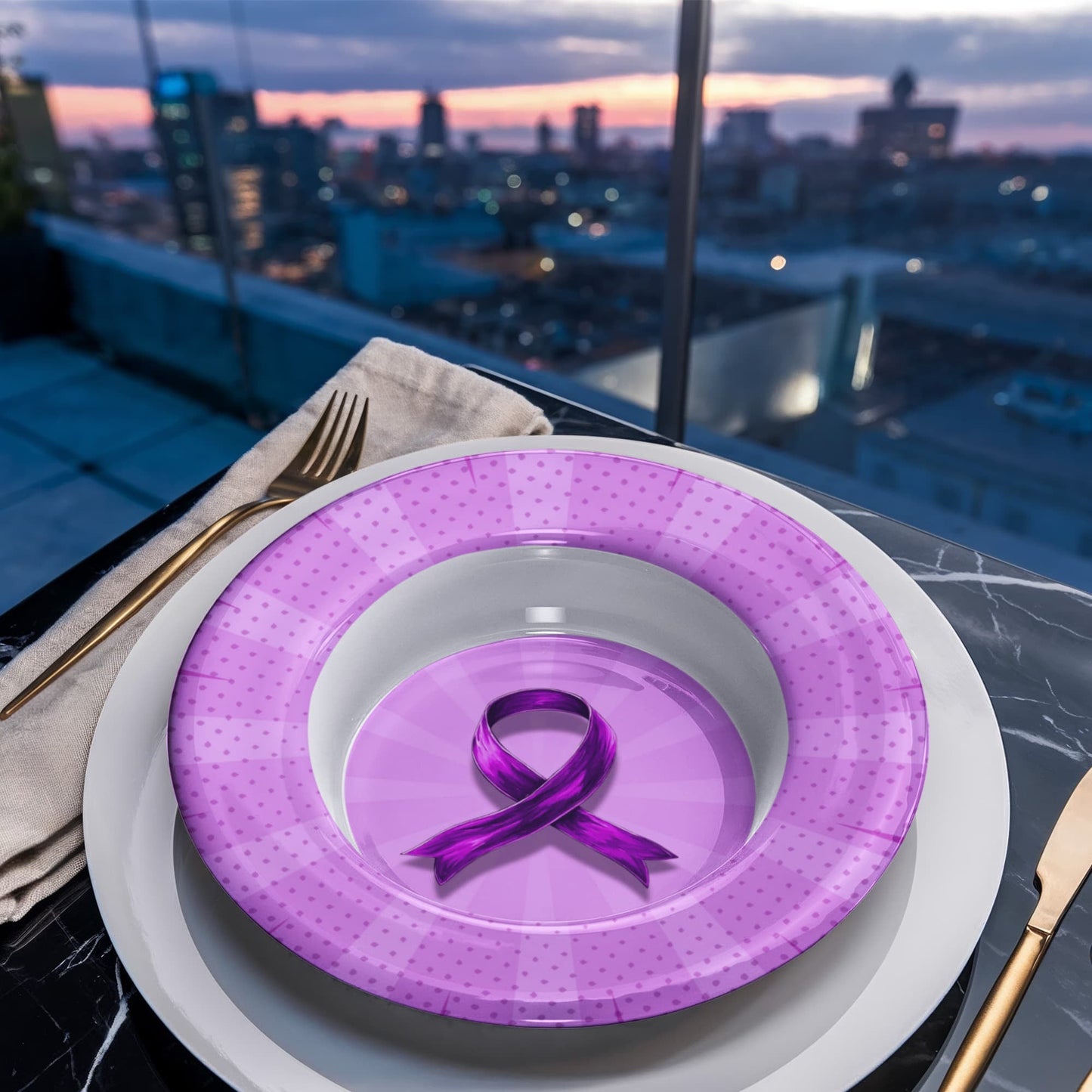 Comic Purple Ribbon Collectible Bowl