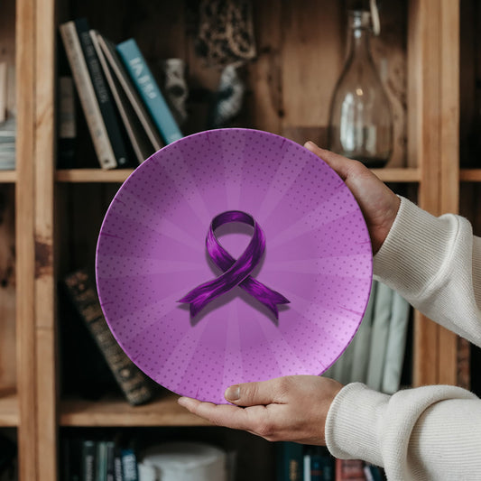 Comic Purple Ribbon Collectible Plate for Epilepsy Awareness