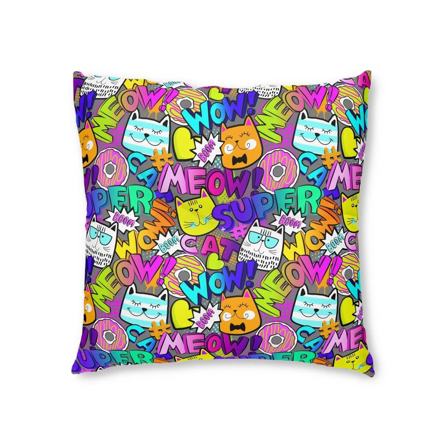Comical Cat-Themed Tufted Floor Pillow - Perfect for Pet Lovers!