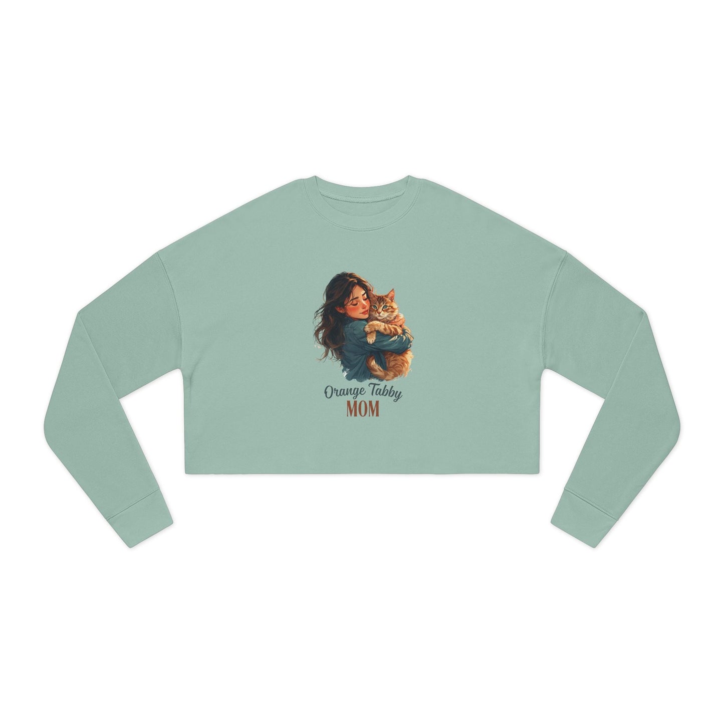 Cozy Orange Tabby Mom Cropped Sweatshirt