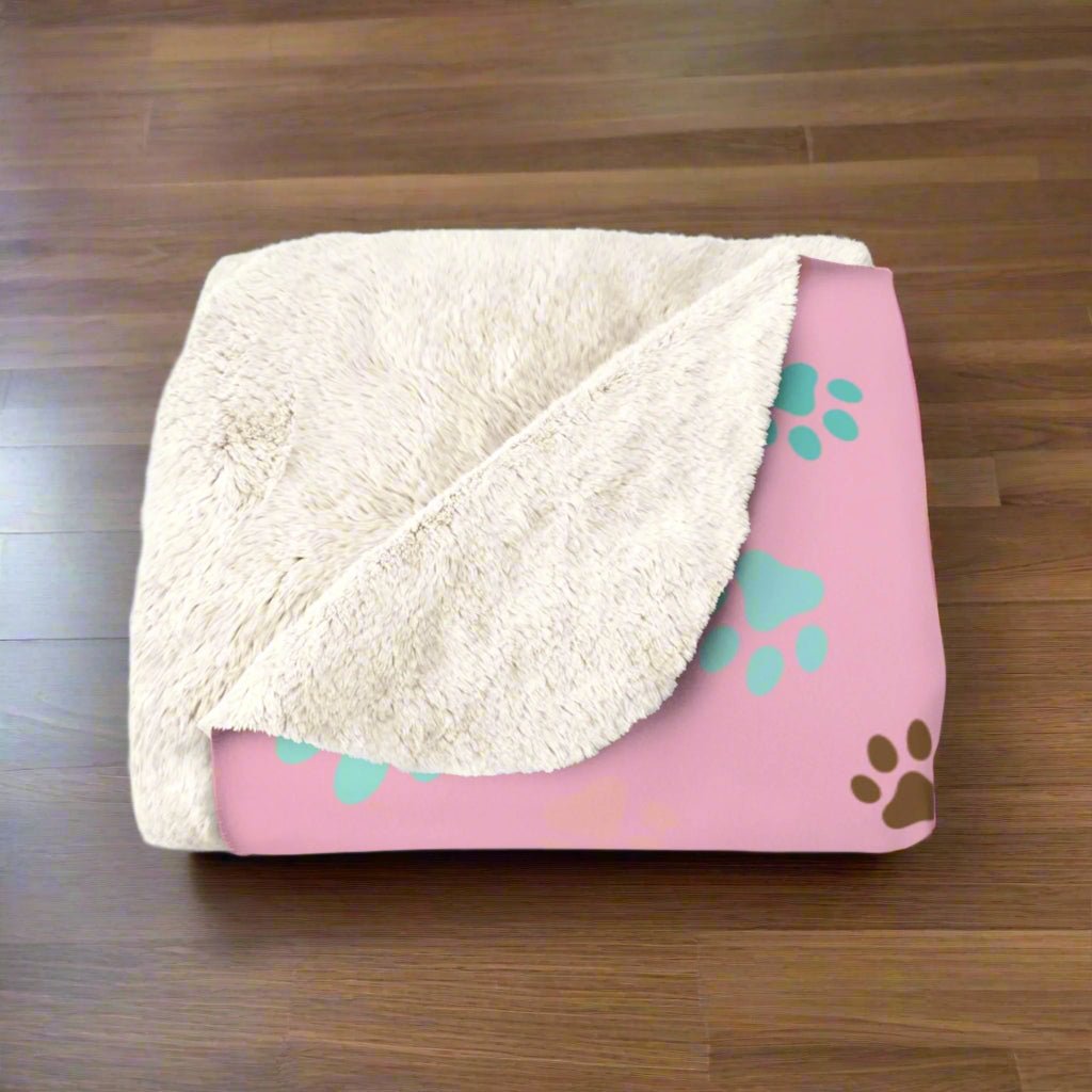 Cozy Paw Print Sherpa Fleece Blanket | Perfect for Pet Lovers