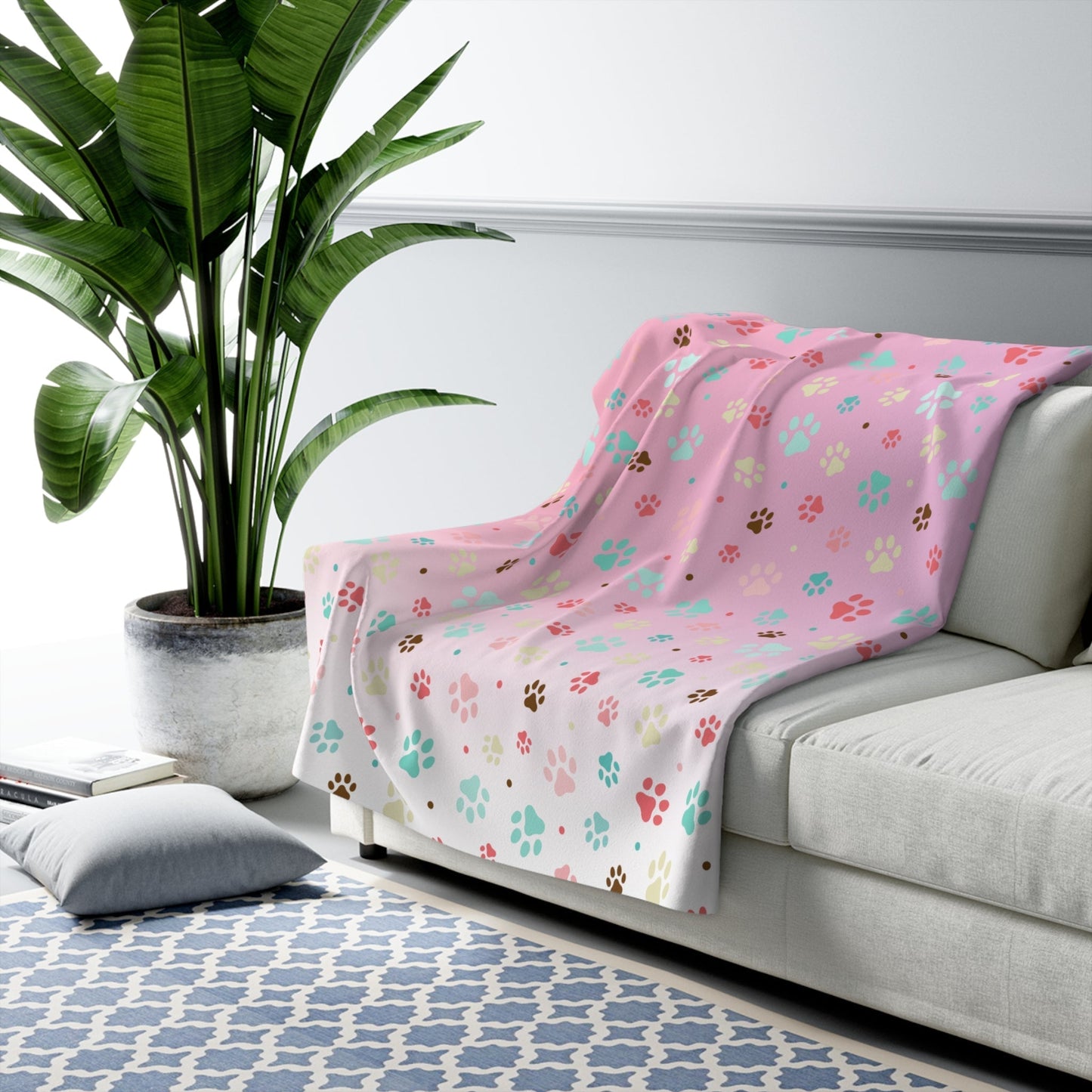 Cozy Paw Print Sherpa Fleece Blanket | Perfect for Pet Lovers