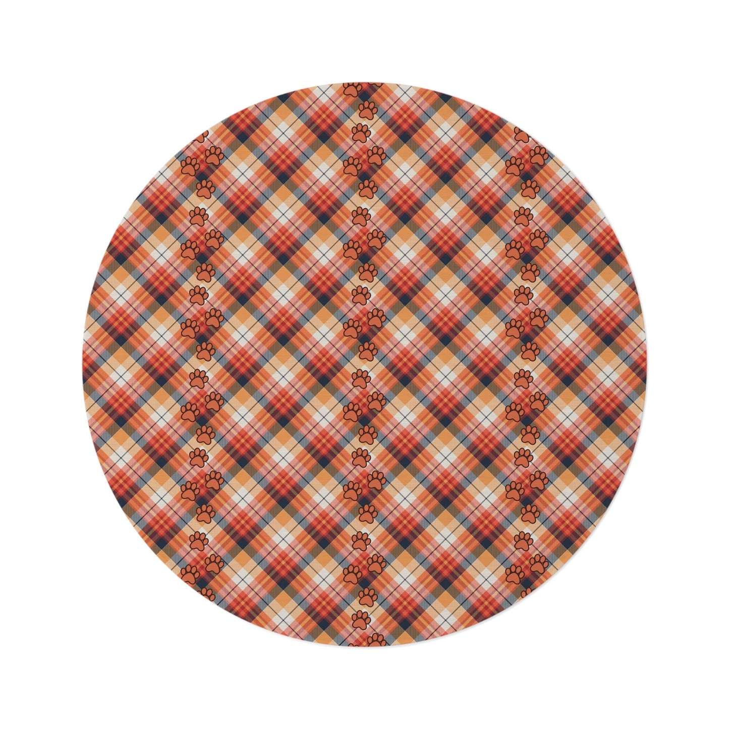 Cozy Plaid Round Rug for Pet Lovers - Stylish Home Decor