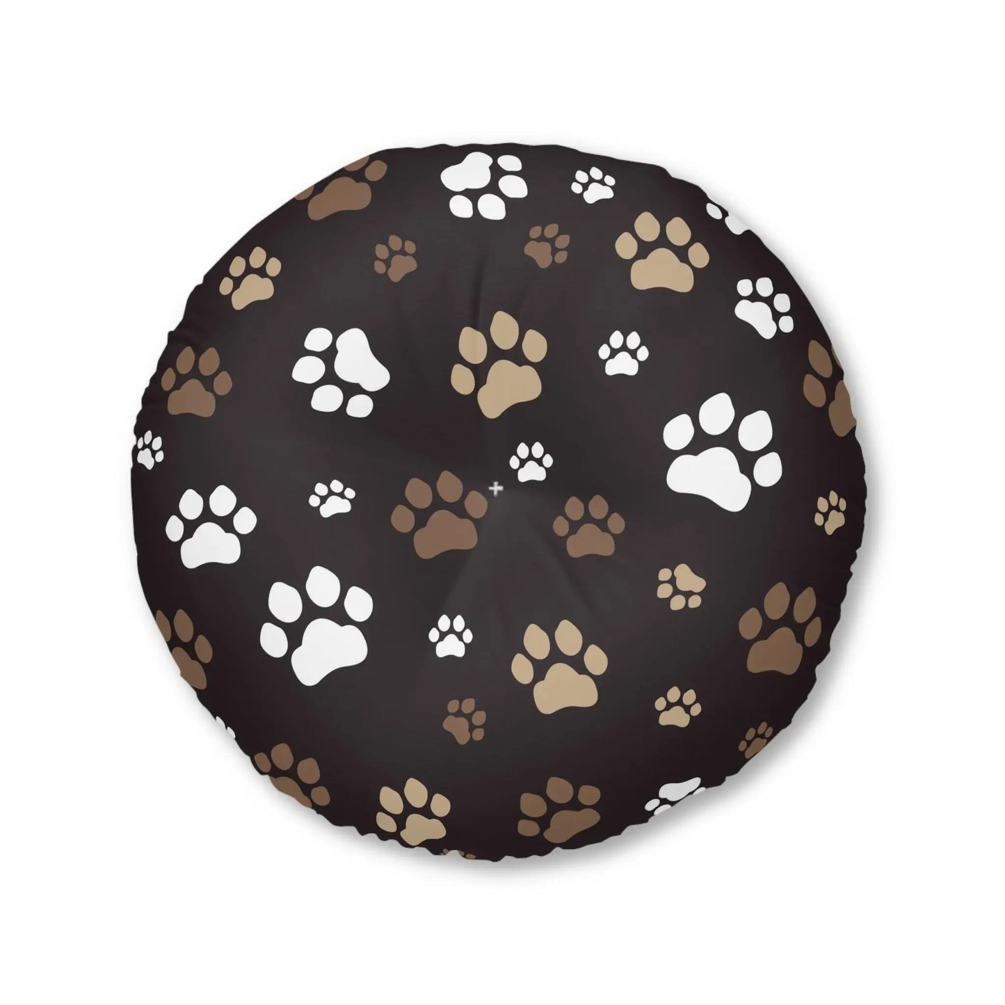 Cozy Tufted Floor Pillow with Paw Print Design - Pet Lover's Essential