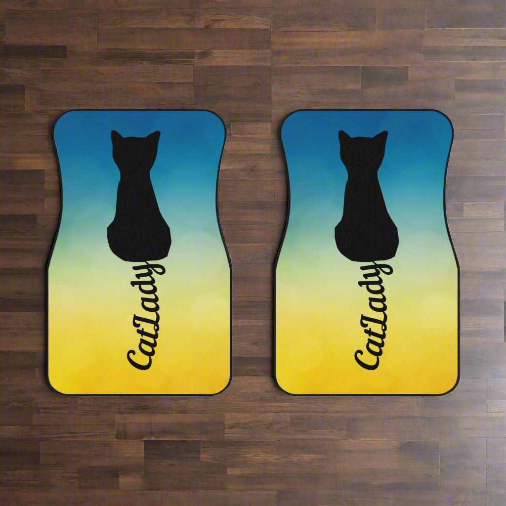 Cursive Tail Cat Lady Car Mats