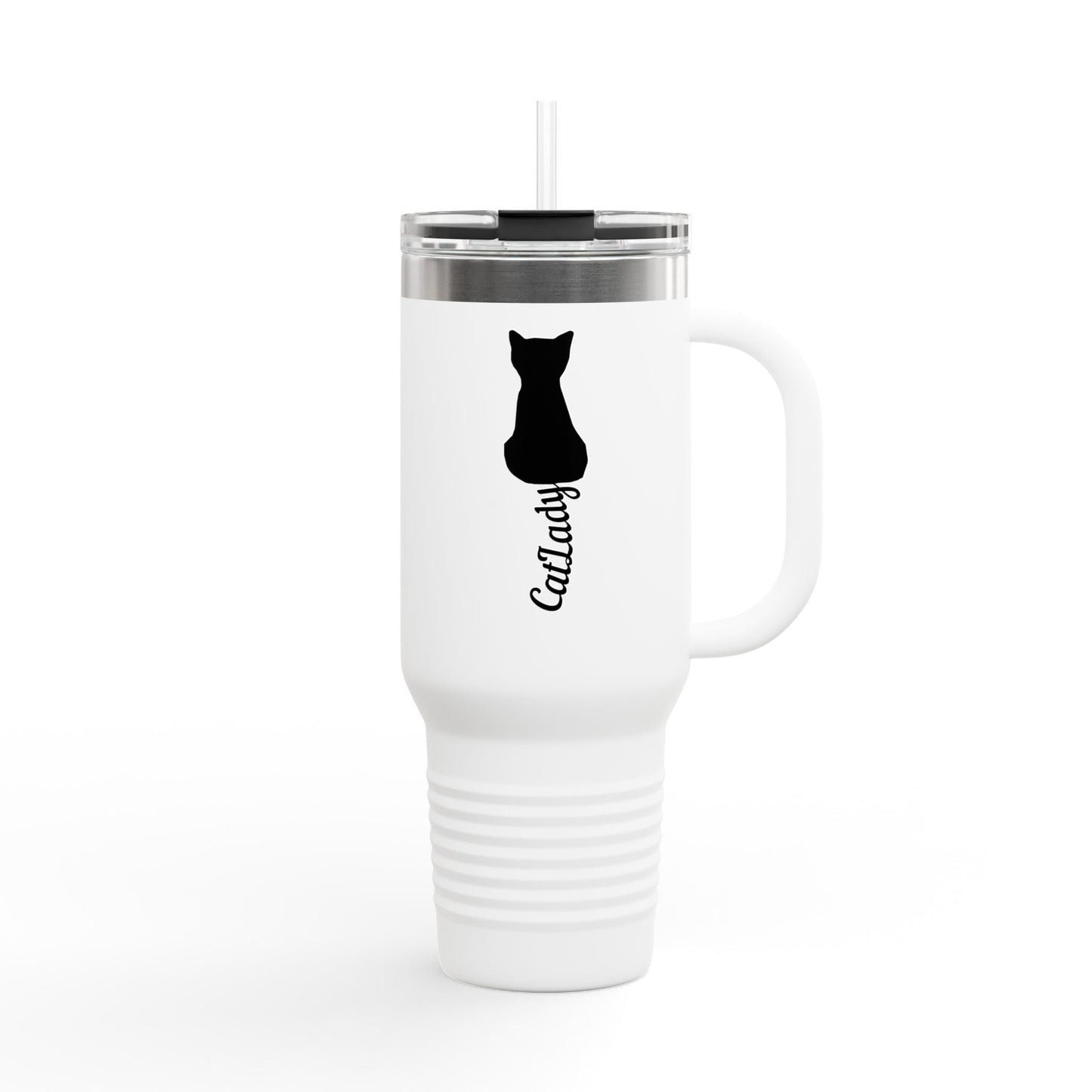 Cursive Tail Cat Lady Travel Mug
