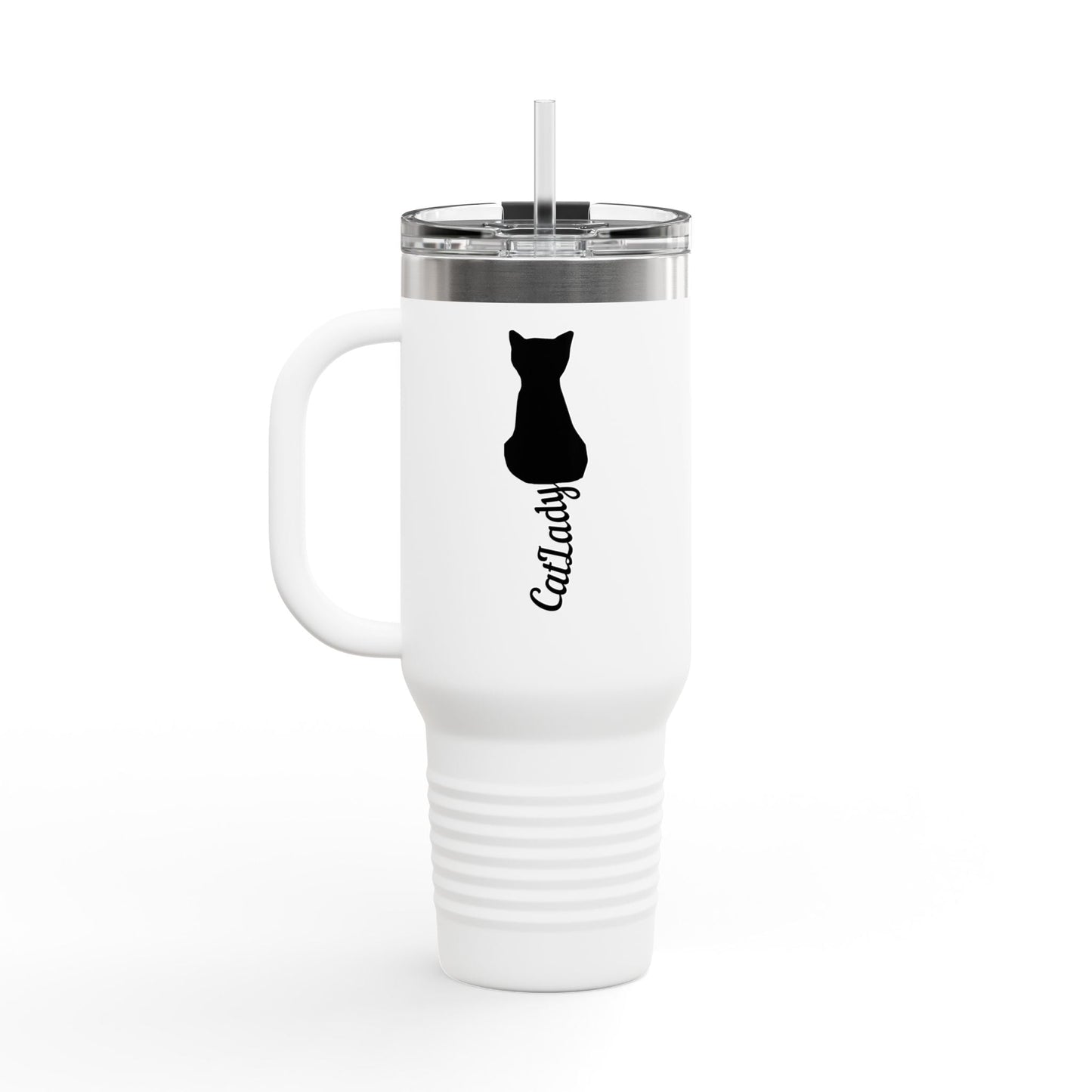Cursive Tail Cat Lady Travel Mug