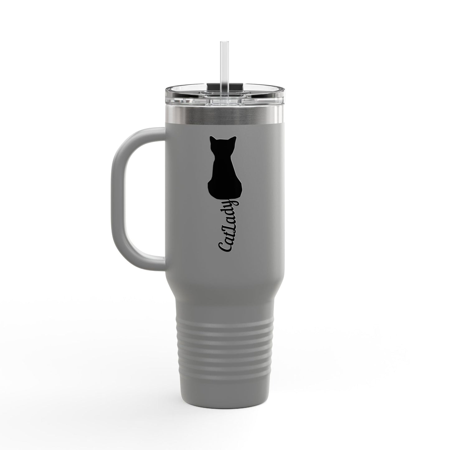 Cursive Tail Cat Lady Travel Mug