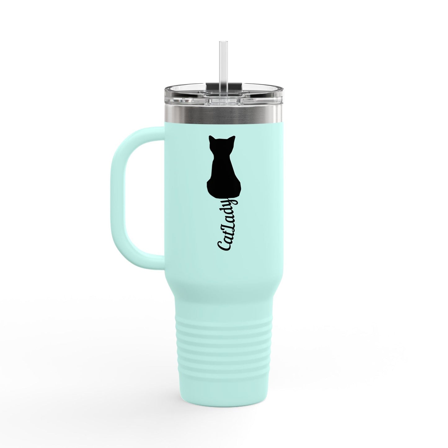 Cursive Tail Cat Lady Travel Mug