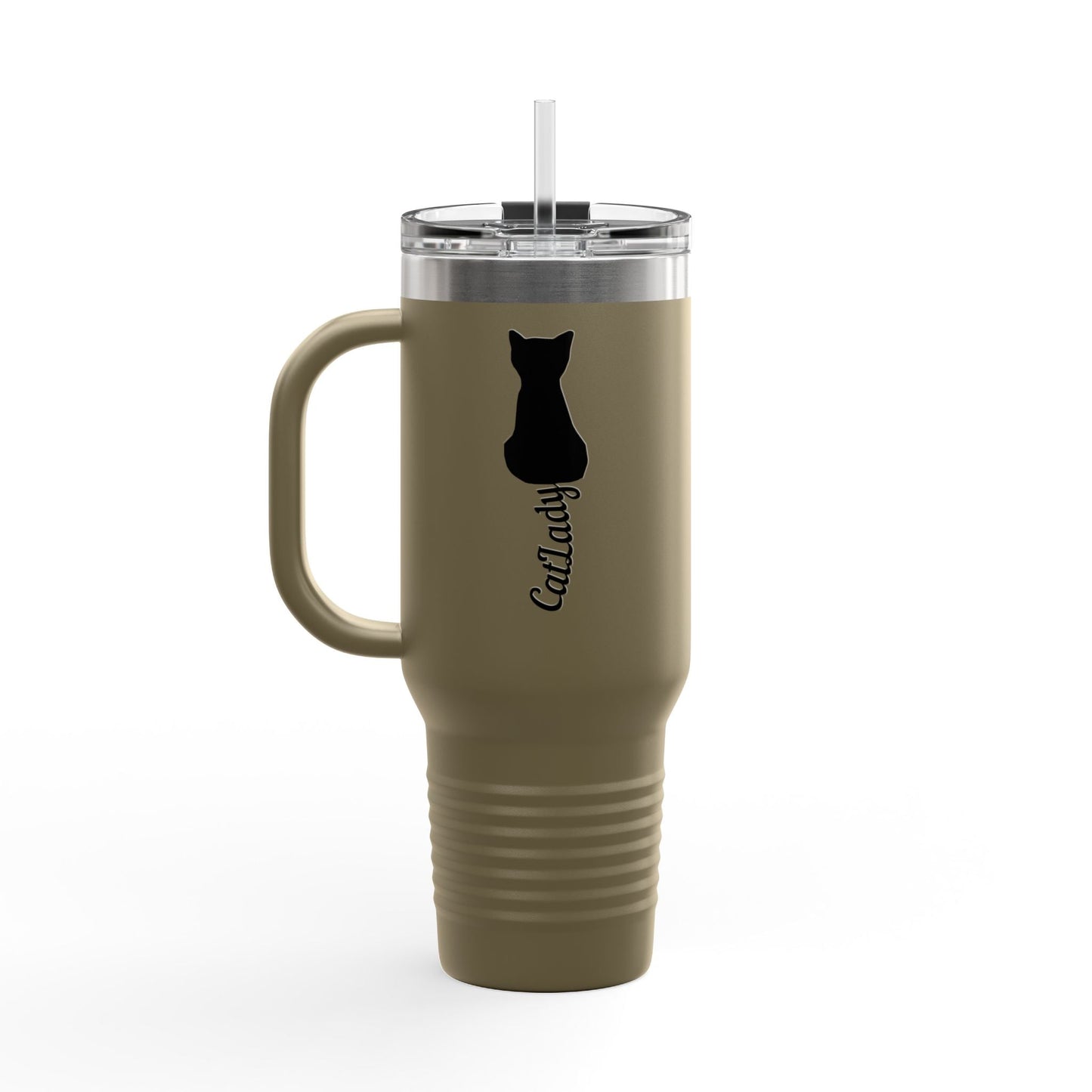 Cursive Tail Cat Lady Travel Mug