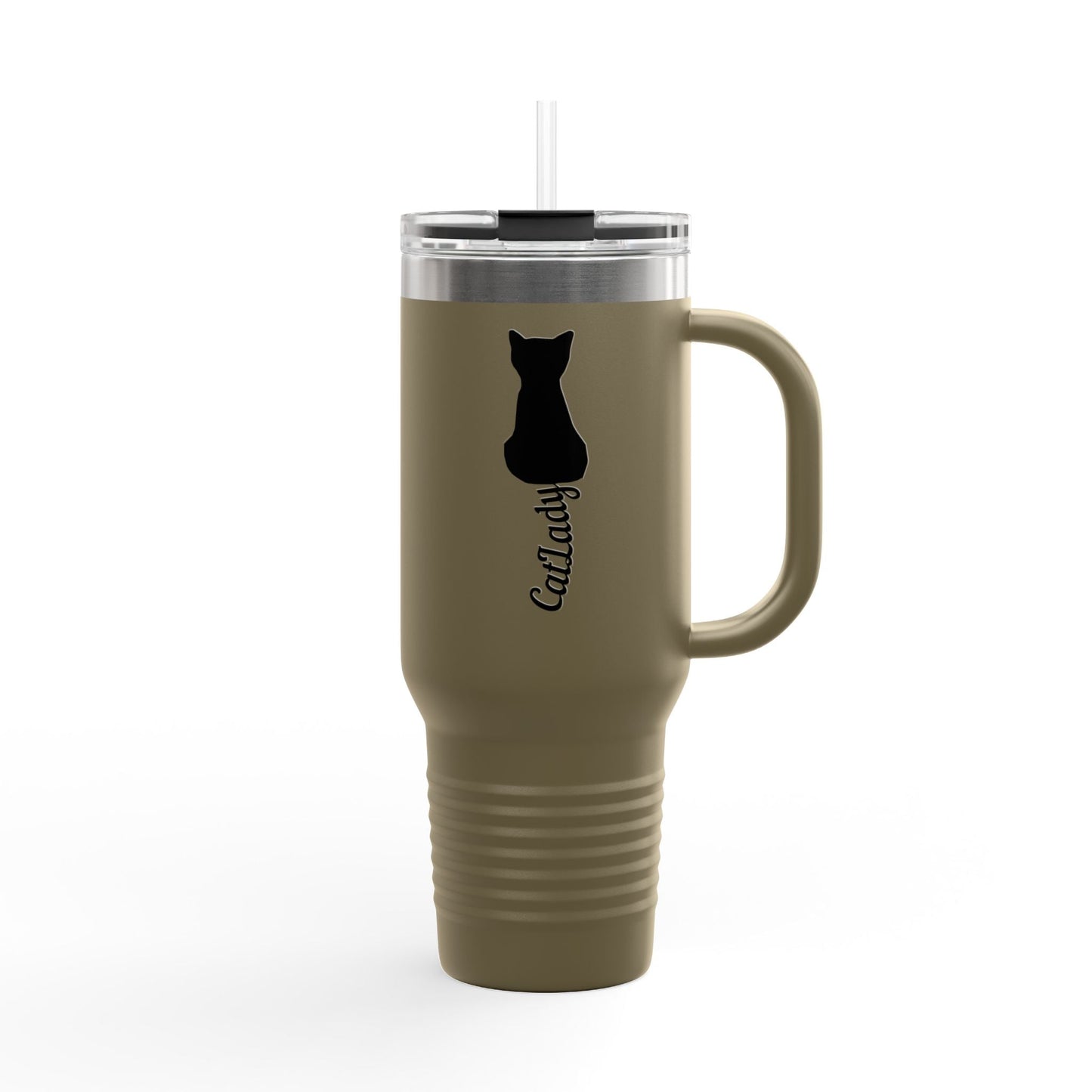 Cursive Tail Cat Lady Travel Mug