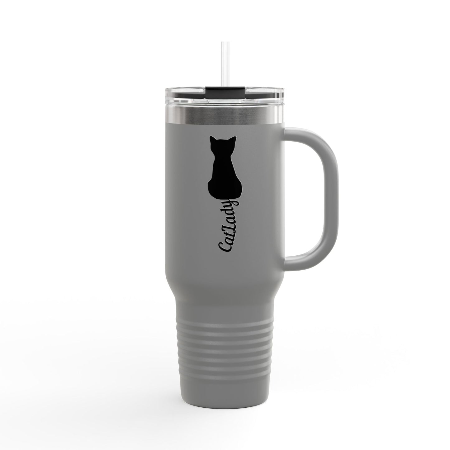 Cursive Tail Cat Lady Travel Mug