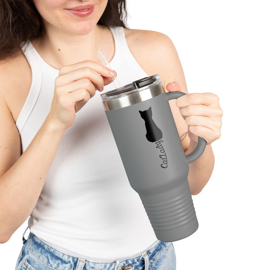 Cursive Tail Cat Lady Travel Mug