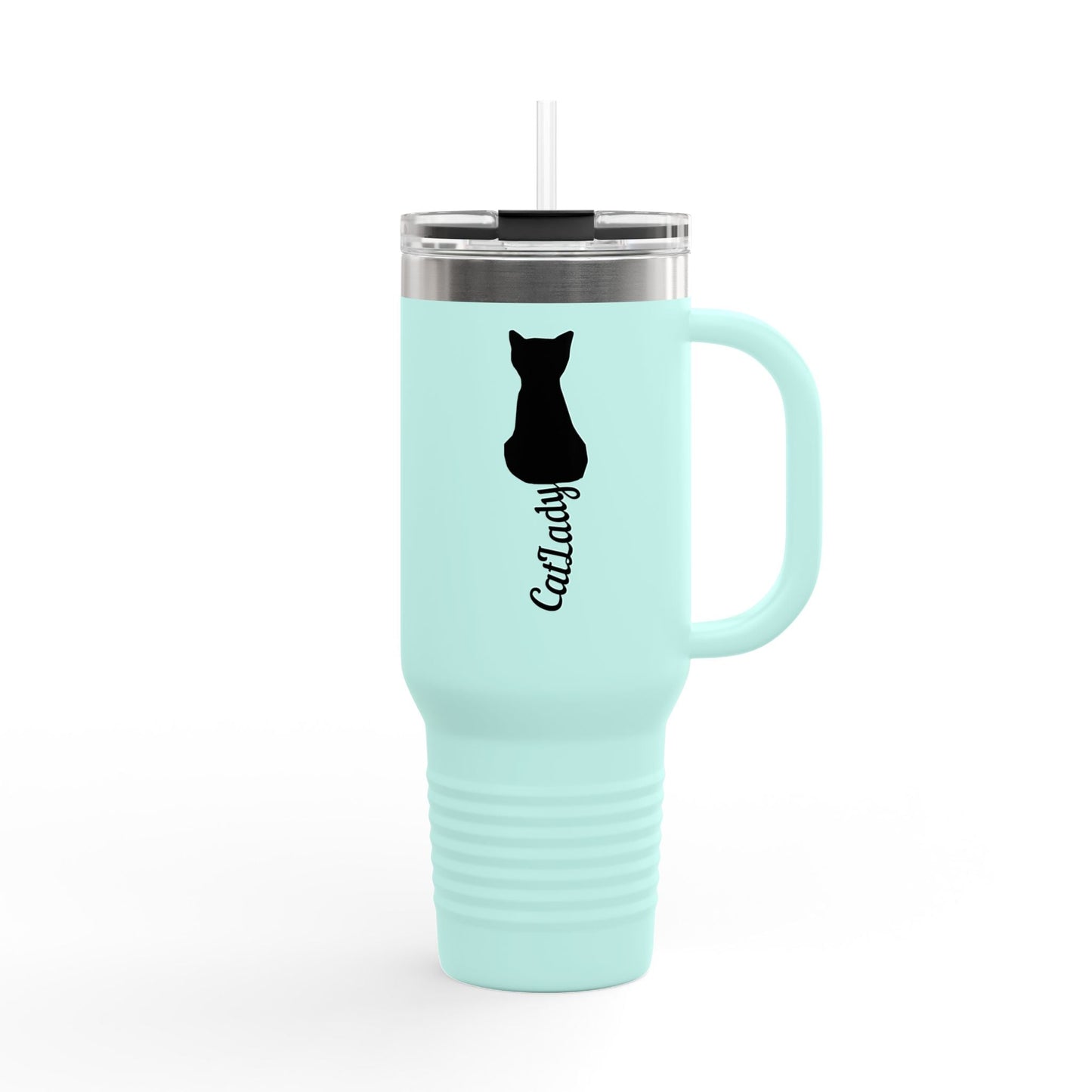 Cursive Tail Cat Lady Travel Mug