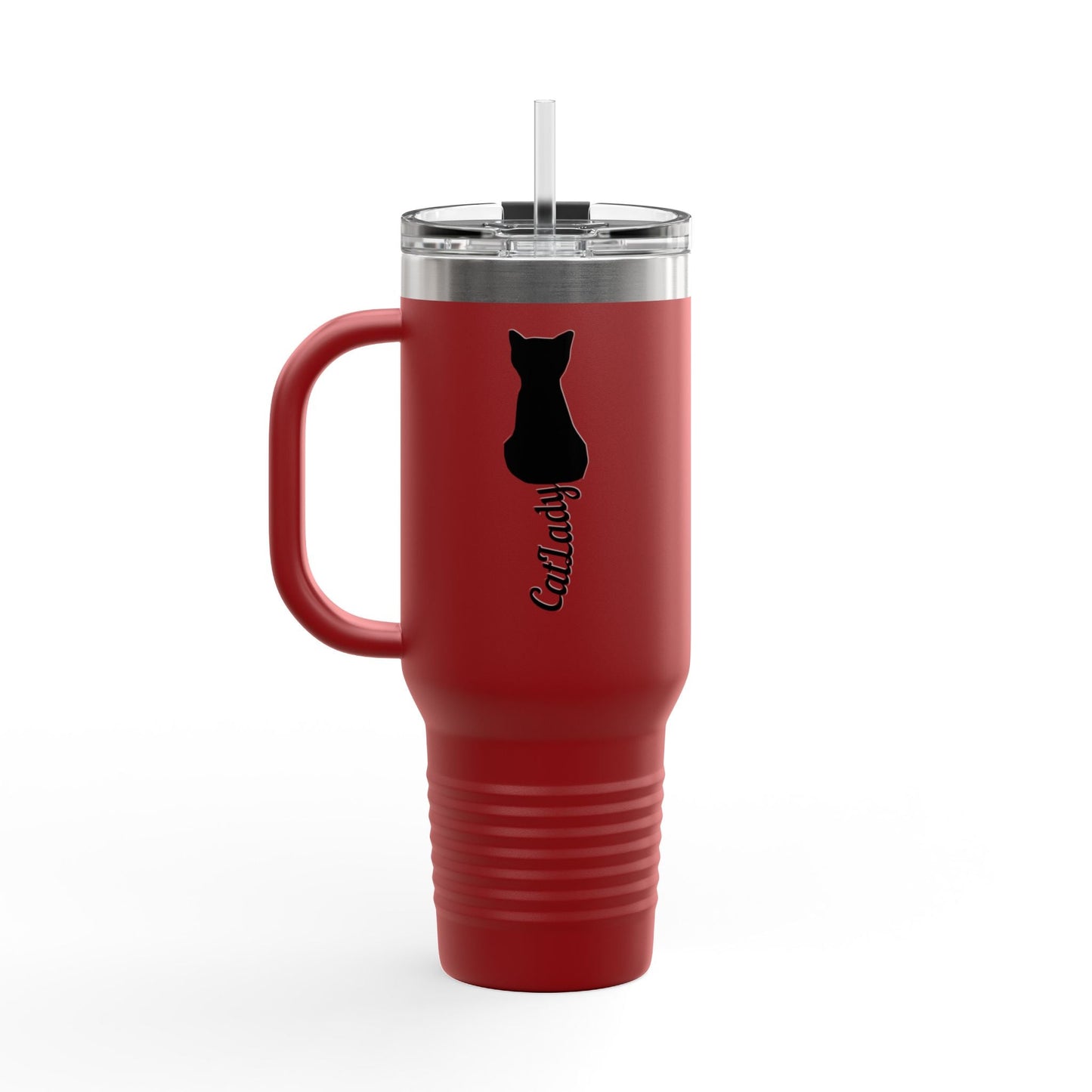 Cursive Tail Cat Lady Travel Mug