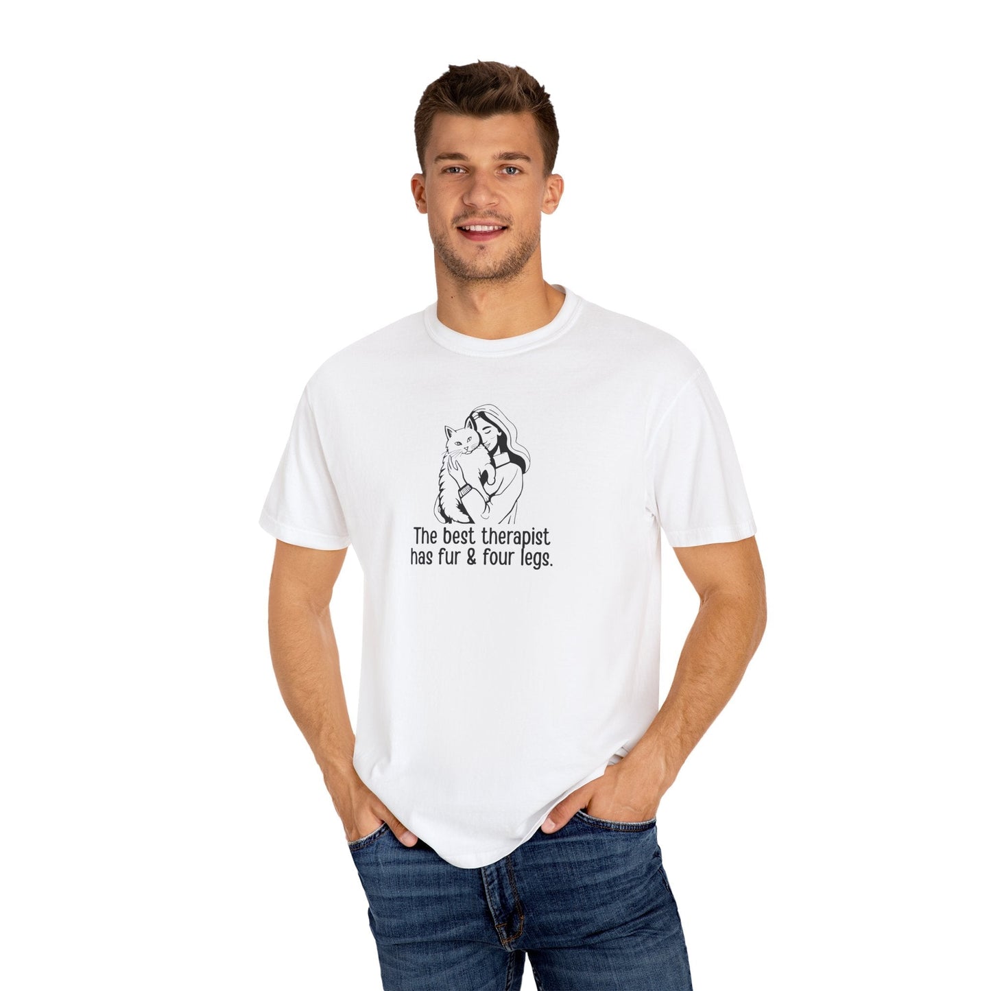 Cute Animal Therapy Unisex T-Shirt - "The Best Therapist Has Fur & Four Legs"