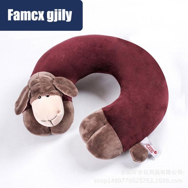 Cute Cartoon Animal U-shaped Memory Travel Pillow Neck Support Headrest Office Car Airplane Sleep  Soft Travel Neck Pillow Animal for Neck & Head Support Cute Wild Life Stuffed Pillow Accessory for Naps Novelty Stuffed Animal For Adults And Children
