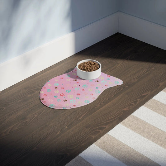 Cute Paw Print Pet Feeding Mat - Non-Slip Bowls Holder