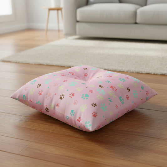 Cute Pet Paw Print Tufted Floor Pillow