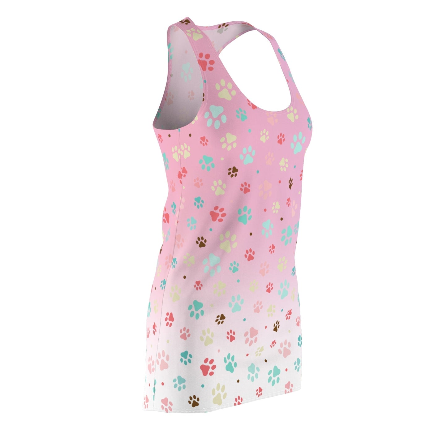 Cute Pink Paw Print Racerback Dress for Pet Lovers