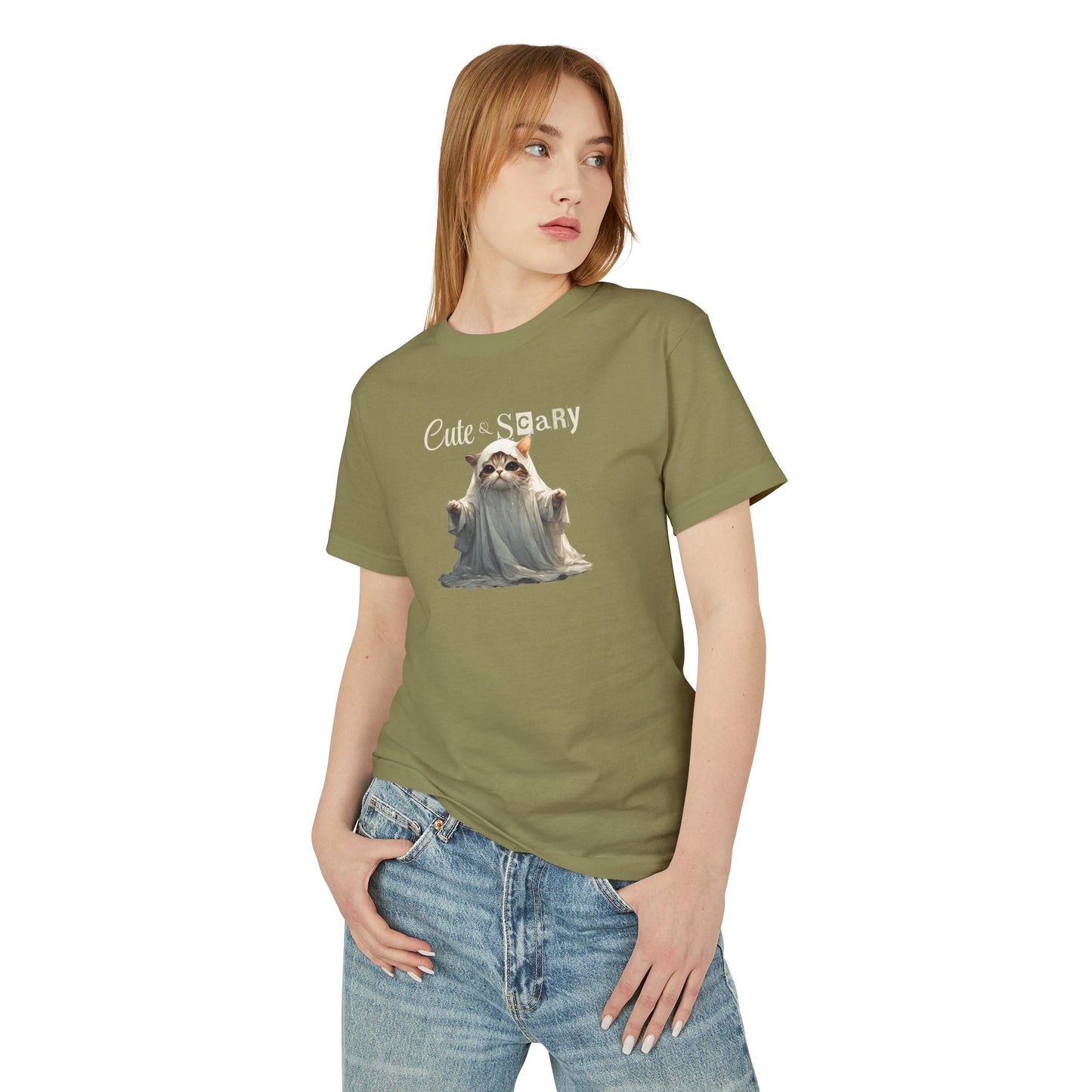 Cute Scary Ghost Kitty Unisex Tee for Spooky Style