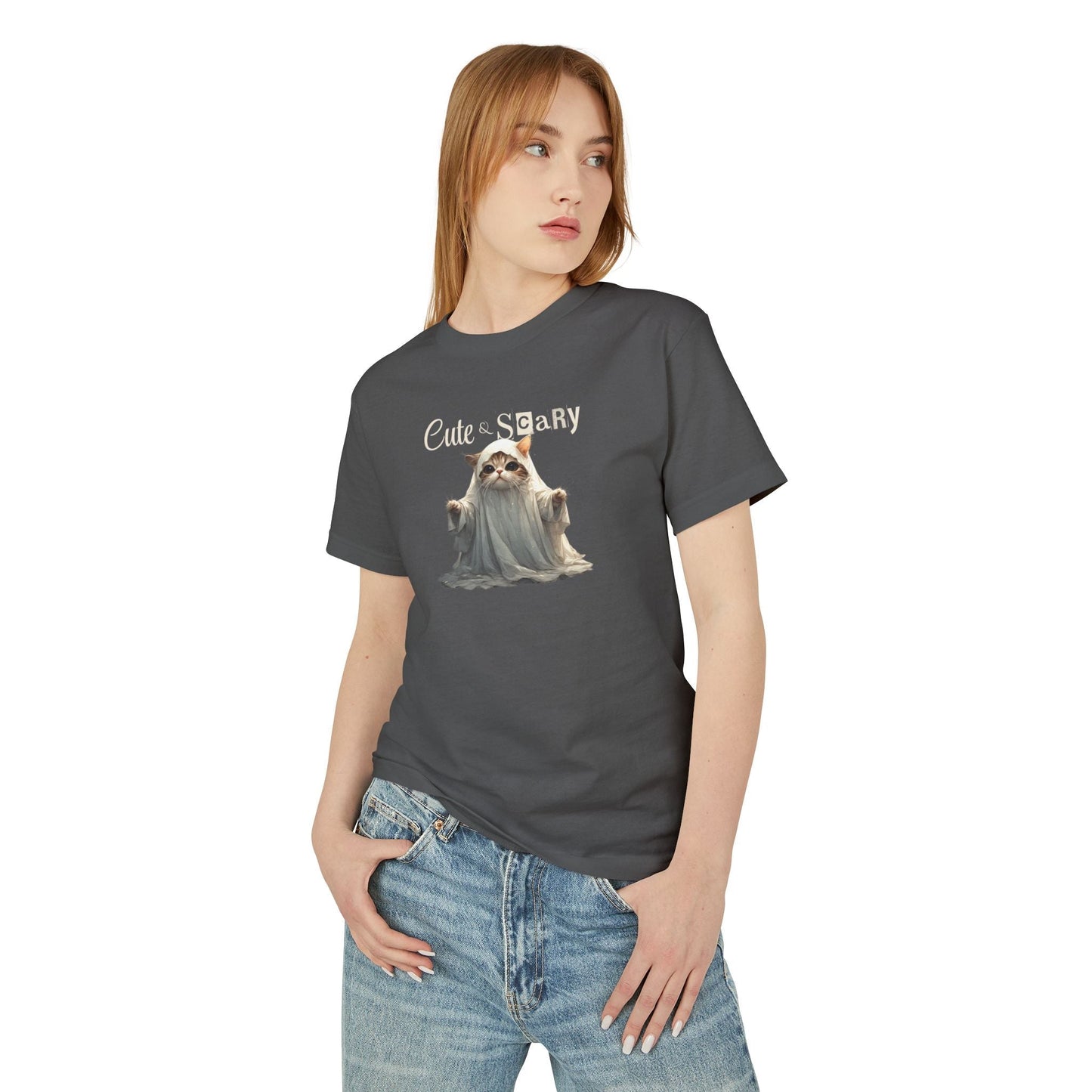 Cute Scary Ghost Kitty Unisex Tee for Spooky Style