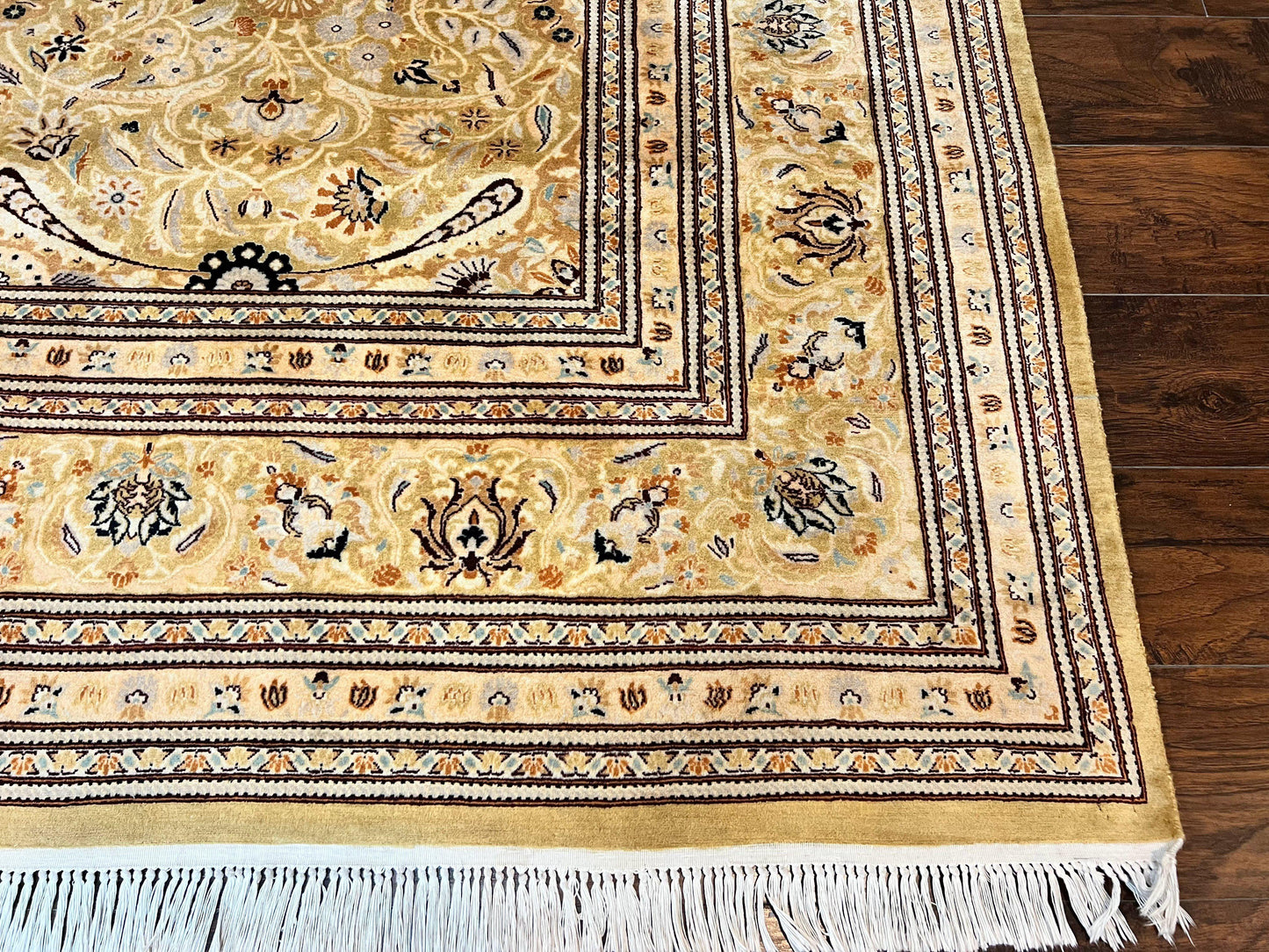 Pak Persian Rug 8x10, Wool Hand Knotted Vintage Carpet, Safavieh Rug, Gold Tan, 270 KPSI