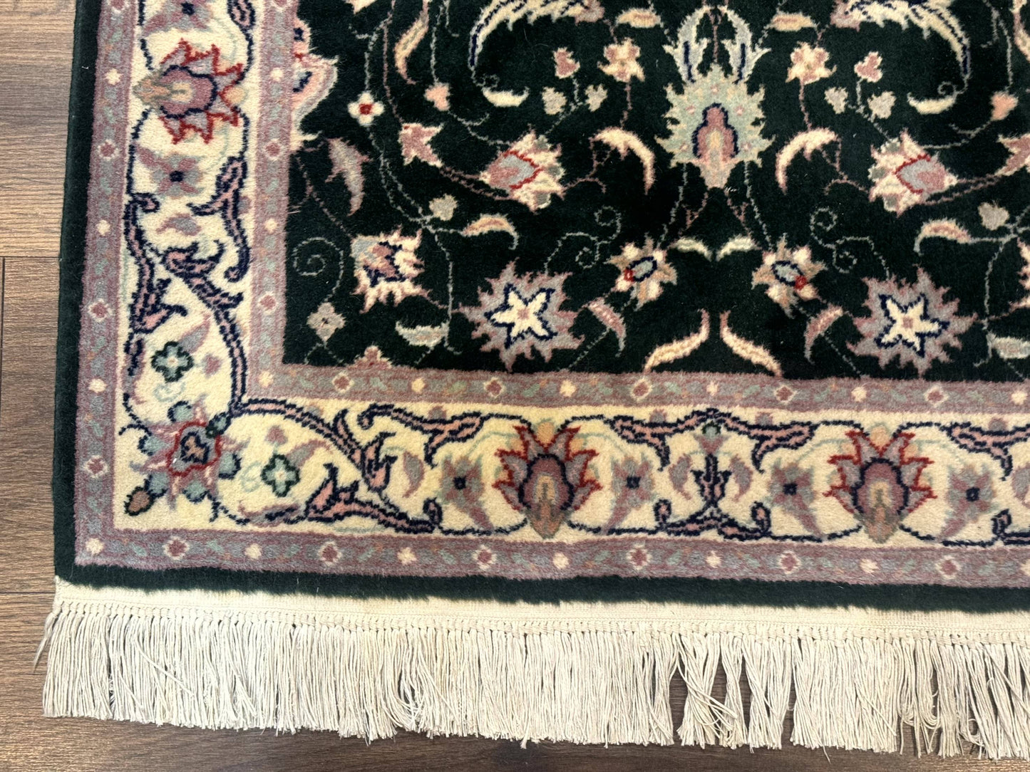 Pak Persian Runner Rug 2.6 x 10, Dark Green and Beige, Floral Allover