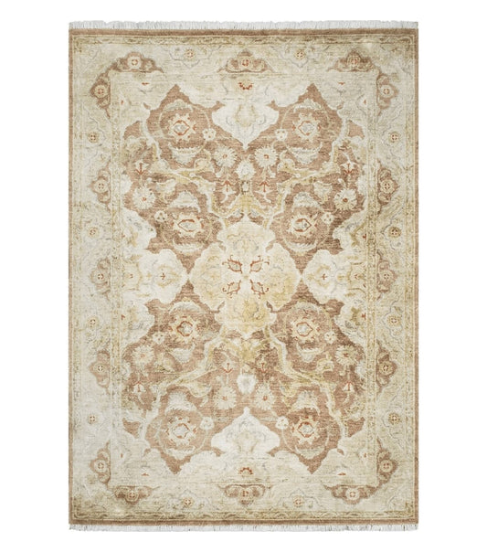 6x9 Pakistani Peshawar Rug, Handmade Wool Carpet, Soft Neutral Colors Rug, Vintage Rug for Modern Home