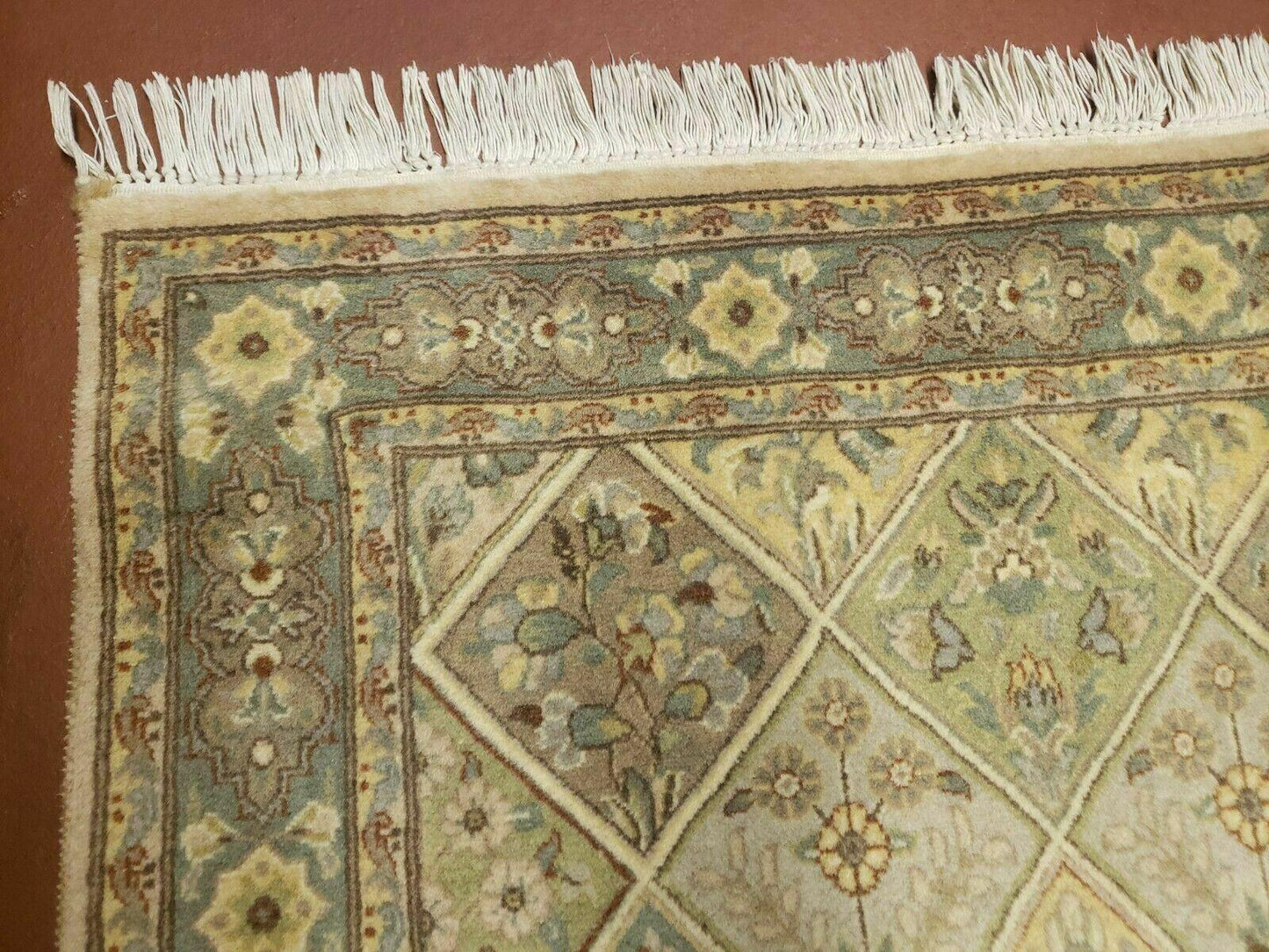 2' 7" X 9' Vintage Handmade India Floral Oriental Wool Runner Rug Hand Knotted