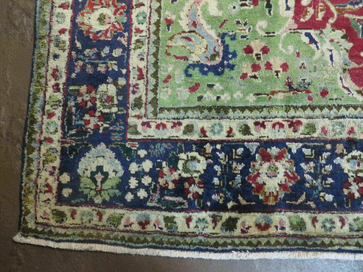 Persian Tabriz Rug 7x10, Red Blue and Green Rug, Allover Floral Medallion Rug, Hand Knotted Rug, Antique Rug 7 x 10 Vintage Wool Oriental Carpet