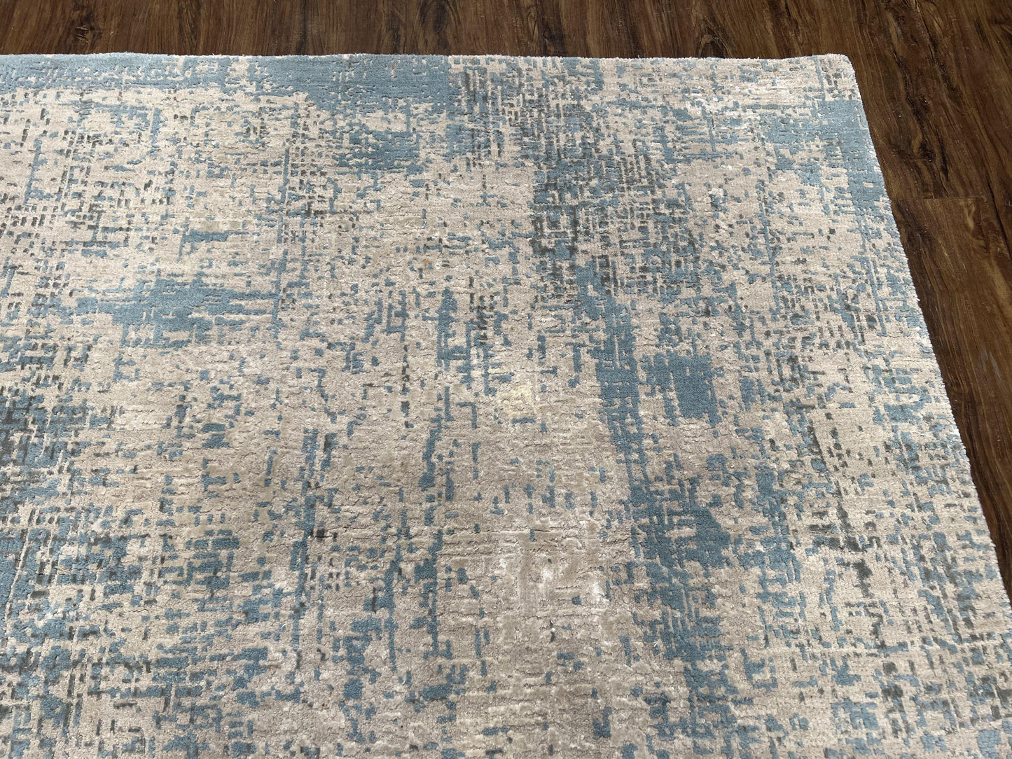 Modern Tibetan Rug 5x8 ft Light Blue and Gray Carpet, Contemporary Wool Rug, Handmade Nepali Rug, Raised Pattern, Tibet Area Rug, Nepal Rug