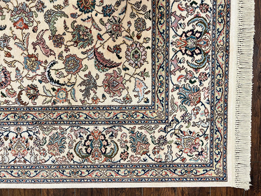 Karastan Rug #738 Tabriz Design 8.8 x 10.6, Room Sized Wool Pile Karastan Carpet, Vintage Discontinued Karastan Area Rug, Ivory, Floral Rug