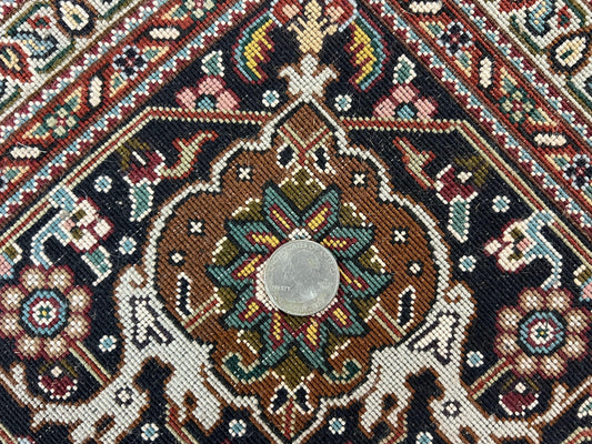 Wonderful Persian Tabriz Rug 7x10 ft, Very Fine 50 Raj 350 KPSI Oriental Carpet, Herati Mahi Pattern, Authentic Hand Knotted Handmade Wool Vintage