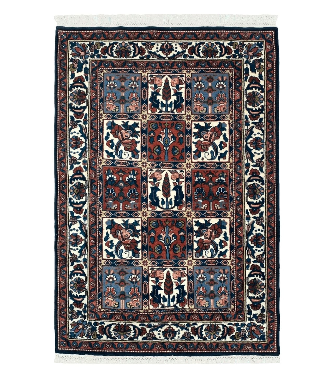 4' X 6' Vintage Handmade Indian Panel Design Wool Rug Veg Dyes