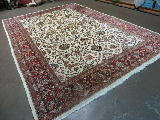 7' X 10' Vintage Handmade India Floral Oriental Wool Rug Hand knotted Carpet