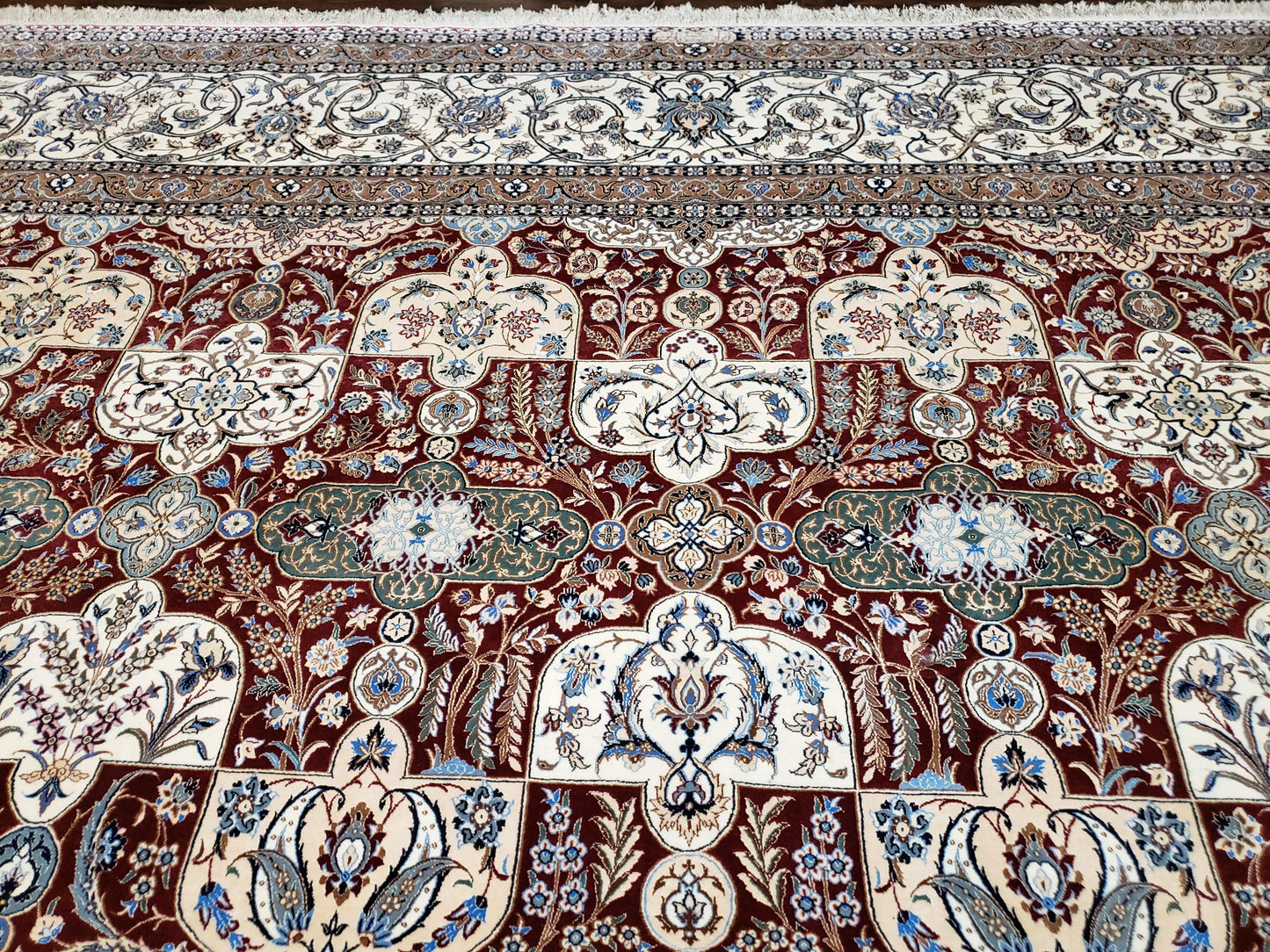 Persian Nain Rug 11x15 – Wool on Silk, Hand-Knotted, Signed Masterpiece