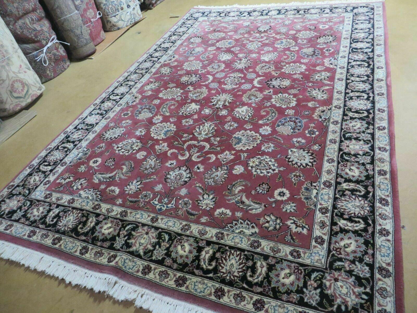 6' X 9' Vintage Handmade Fine India Floral Oriental Silk Accent Wool Rug Carpet