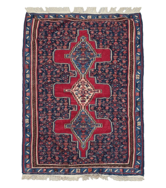 4' X 5' Antique Handmade Turkish Wool Kilim Flat weave Rug Blanket Tribal